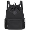 WANDF Drawstring Backpack Sports Gym Bag with Shoes Compartment, Water-Resistant String Backpack Cinch for Women Men (Black)