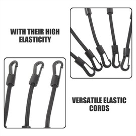 BESPORTBLE 6Inch Bungee Cords with Carabiner: Black Short Elastic Tie Downs Straps, Multi-function Buckle Straps, Tie Down Straps for Camping Bike Rack Luggage Tent 4Pcs