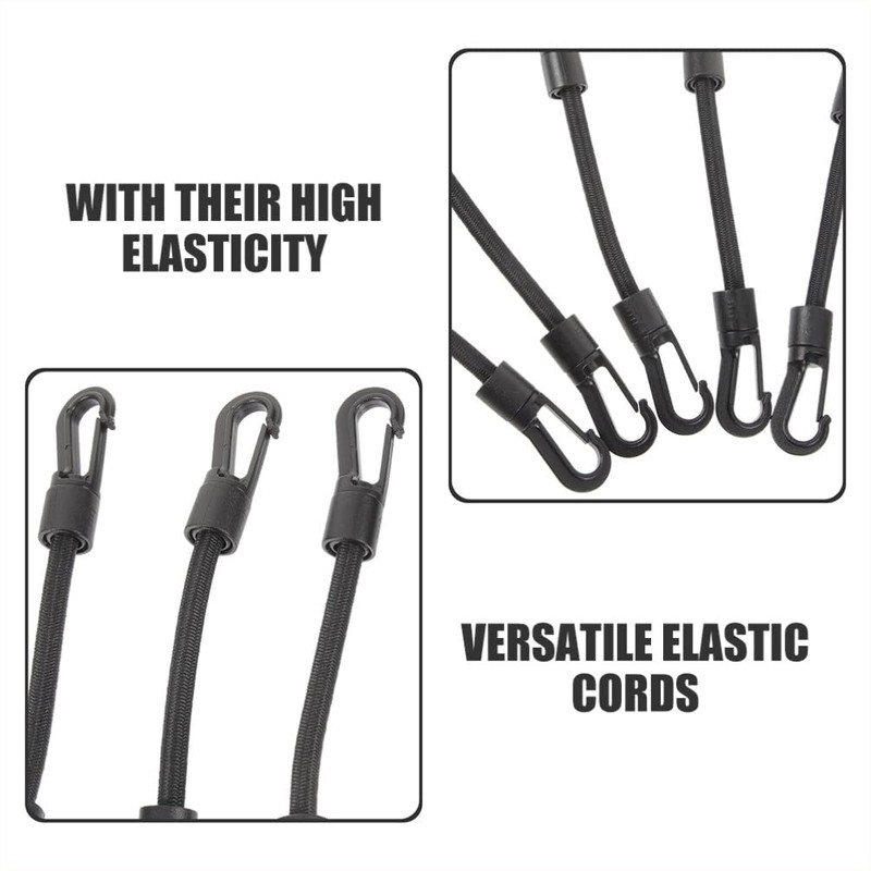BESPORTBLE 6Inch Bungee Cords with Carabiner: Black Short Elastic Tie