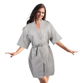 YELEGAI Barber Gown Robes Cape for Hair Cutting Dye Make Up Hairdressing Styling, Waterproof Salon Client Smock, Barber Shop & Home Salon Essentials Accessories(1, Gray)