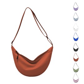 GUSXPPD Women's Half Moon Crossbody Shoulder Bag, Nylon Crossbody Bag, Hobo Halfmoon Bag, Crossbody Bag Women, Half Moon Shoulder Bag, Dumpling Shoulder Bag with Adjustable Shoulder Strap, orange