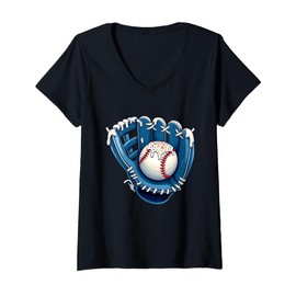 Womens Baseball Drip Ice Cream Sprinkles Glove Baseball Glove V-Neck T-Shirt