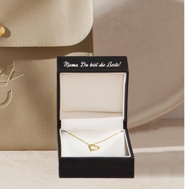 Amoonic FF02VGGGZIFA45-7 Heart Necklace Gold Cubic Zirconia Silver 925 Gold-Plated "Mum, Du bist die Beste Case Chain" Heart Pendant Gift Idea, Cubic Zirconia