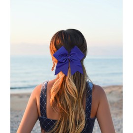 AMYDECOR 7 Inch Jumbo Solid Color Bows with Alligator Hair Clips For Girls and Women (Royal blue)