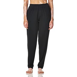 HUE Women's Solid French Terry Lounge Separates, Black - Jogger Pant with Pockets, Small