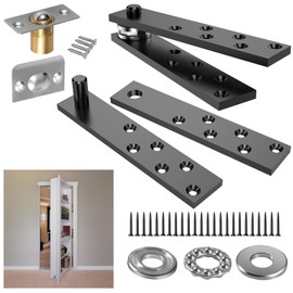 Hidden Door Hinge Pivot Hardware 360 Degree Rotation Murphy Bookcase, Heavy Duty Pivot Hinge Kit for Max 300 lbs, Secret Door Hinges (Black)
