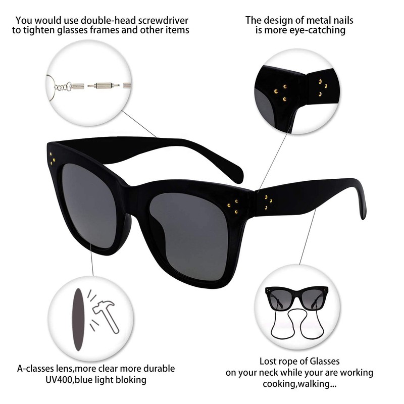 OCCI CHIARI Womens Reading Sunglasses 3.5 Stylish Sunglass Readers Square