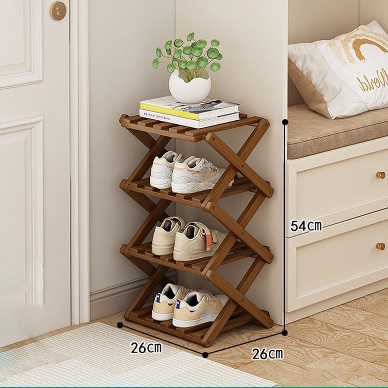 YYW Shoe Rack, Foldable Bamboo Shoes Shelf, Freestanding Shoe Storage