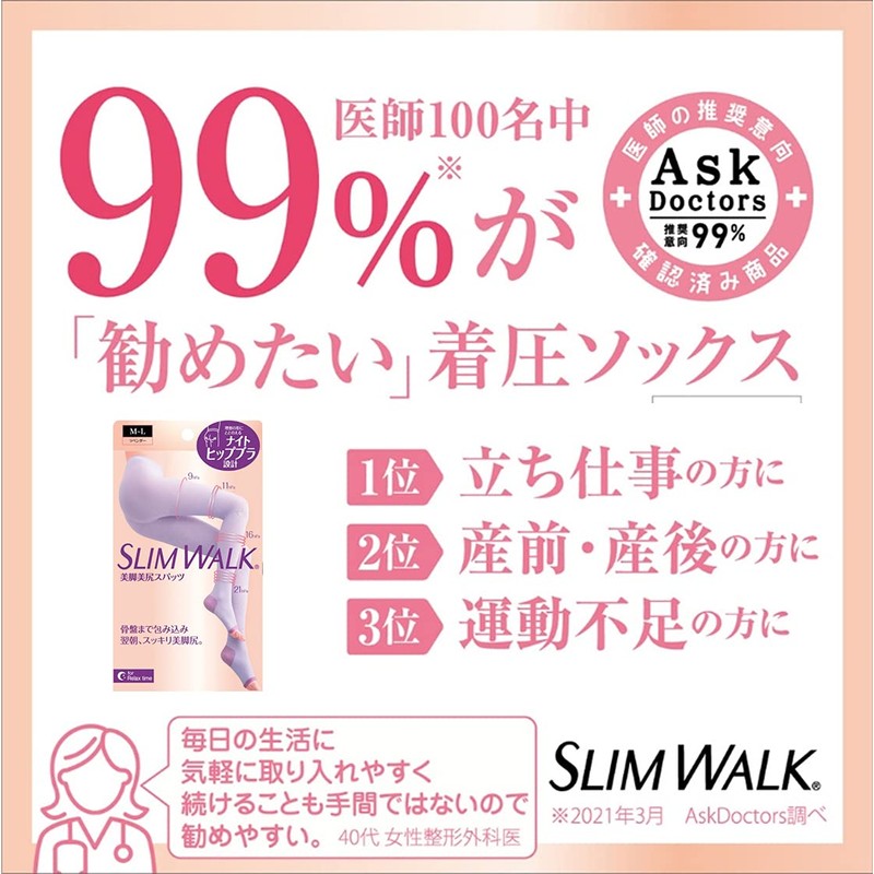 AskDoctors Compression Spats, Slim Walk, Beautiful Legs, Beautiful Buttocks, M-L,