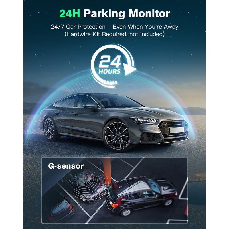 Dash Cam Front and Rear 4K+1080P, UHD Built-in WiFi DashCam
