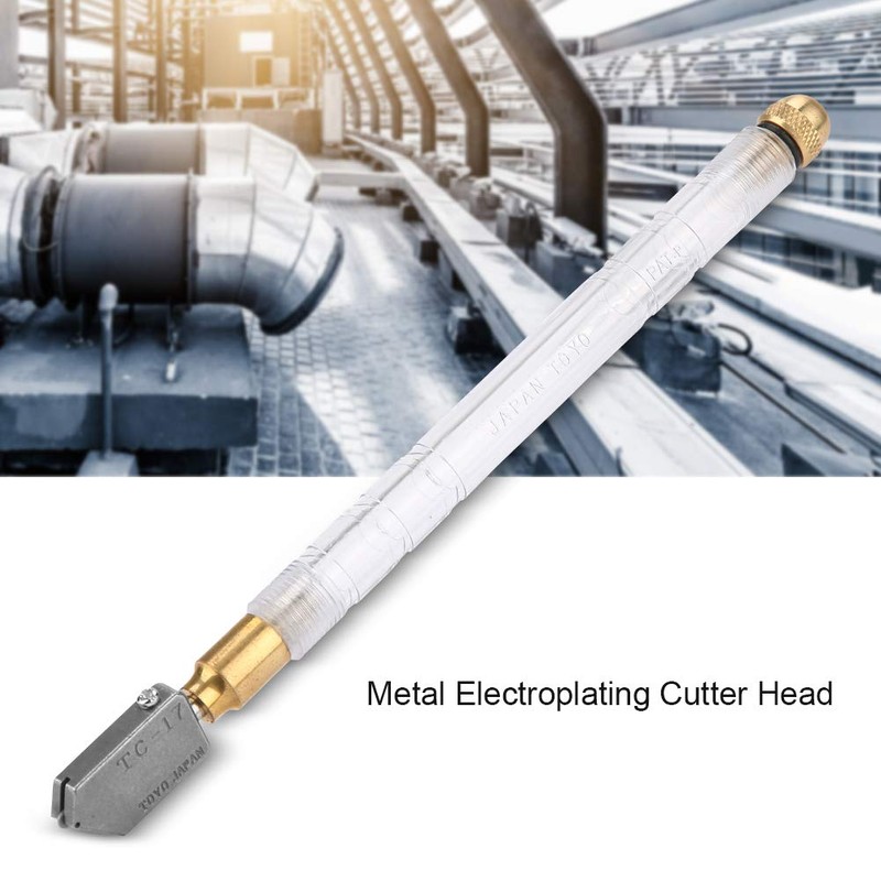 Akozon Glass Cutter, Oil Feed Glass Cutter Professional Plastic Handle