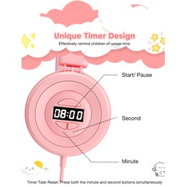 yoygerty USB C Kids Headphones with Alarm, 85/94dB Volume Limit Portable Headphones with Digital Timer, HD Stereo Sound, Over-Ear Headset with Microphone for Kids/Toddlers/Children/Teens/Boys/Girls