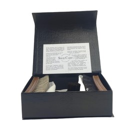 Hebold 6-piece shoe cleaning set, made in Germany, luxury, value and sustainability combined, practically packaged in elegant gift box with black reptile leather look