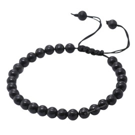 Shungite Bracelet for Women Men's Gifts - Protection Healing Crystal Bracelet - 6mm Gemstone Beaded Adjustable Bracelet Pulseras Para Hombres Mujer Stocking Stuffers