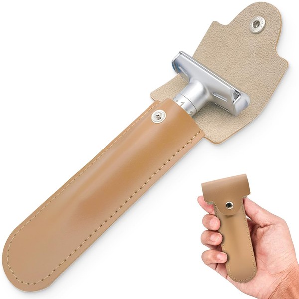 JEYORZY 1x Rasiererhülle Aus Leder, Double Edge Rasierkopfschutzscheide, Schutzhülle für