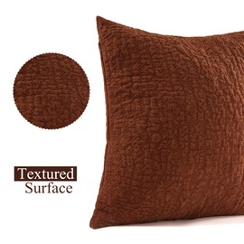 Anna's Whimsy 18x18 Textured Soft Throw Pillow Covers Set of 2,Modern Fall Decorative Neutral Checkered Cushion Pillow Covers for Sofa Chair Couch Bed Living Room Home Decor Orange