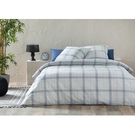 ENGLISH HOME Bed Linen 135 x 200 cm, 2-Piece Grey, 1 x Duvet Cover 135 x 200 cm with 1x Pillowcase 80 x 80 cm, Bed Linen Set 135 x 200 cm with Zip, Checked