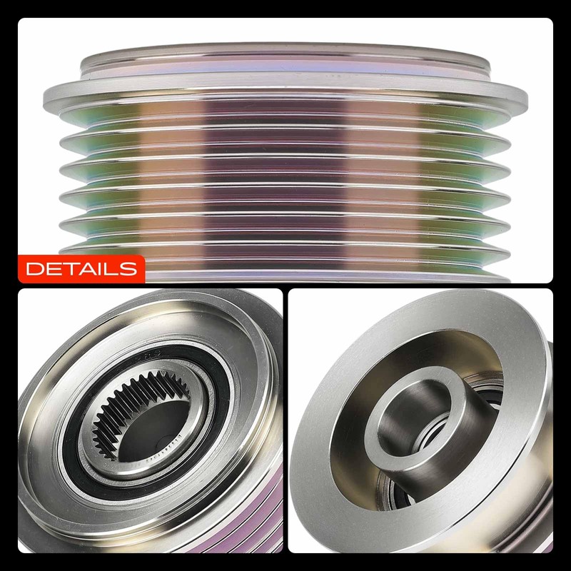 A-Premium Alternator Freewheel Clutch Pulley, 6 Grooves, Compatible with Land