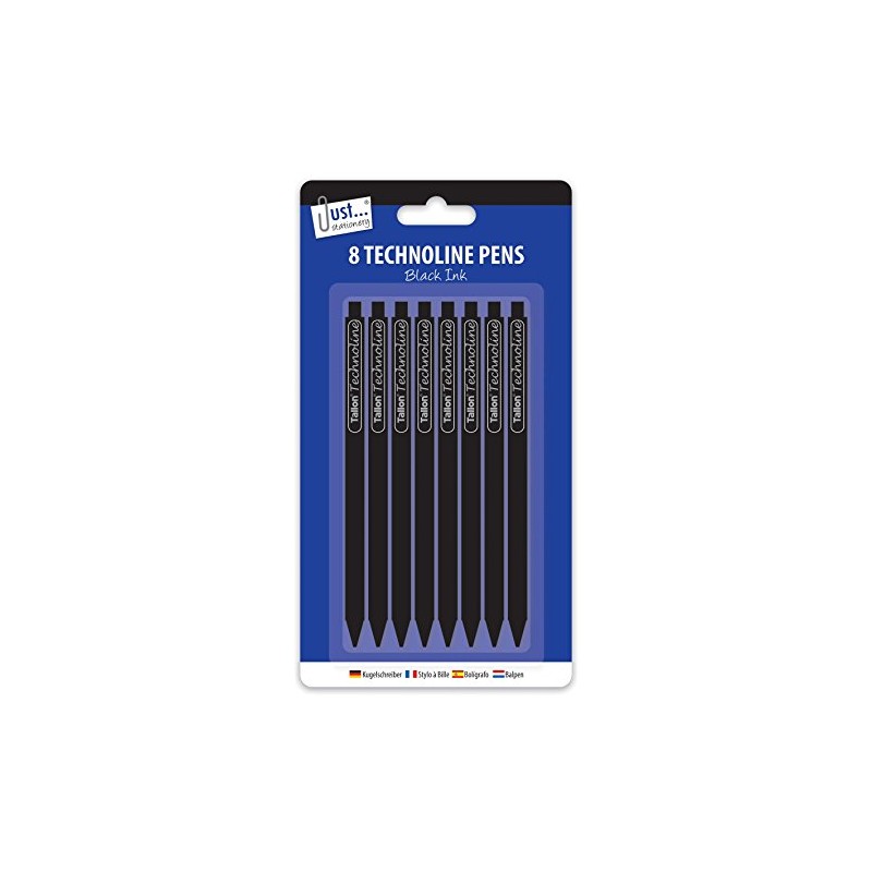 Just Stationery Techno-Line Pen - Black (Pack of 8)