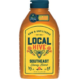 Local Hive Southeast Raw & Unfiltered – 32 oz | 100% Pure U.S. Honey | Natural Sweetener Sourced from American Bees & Beekeepers | Sweet Lightly Spicy Flavor | Ideal for Tea, Baking & Cooking