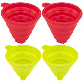 Silicone Collapsible Funnel Set 4 Both Wide & Narrow Tips - Oil Bottles Canning Jars Liquid Transfer Water Bottle