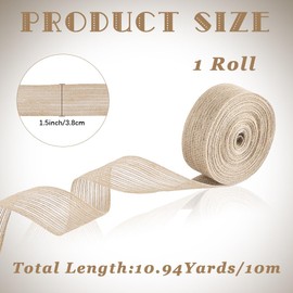 CABODYALS 10.94 Yards 1 1/2 Inch Natural Burlap Ribbon Wide Boho Woven Braid Jute Linen Rustic Mesh Edge Fabric Ribbons Roll Bulk for Sewing Making Crafts Wreaths Gift Wrapping Wedding Garland DIY