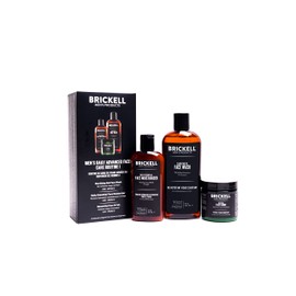 Brickell Men's Daily Advanced Face Care Routine I - Set of Facial Cleanser, Moisturising Cream & Face Scrub - Natural & Organic Men Face Care - Scented
