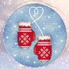 Mittens Cross Stitch Kit with DMC Threads & Fabric, Cozy