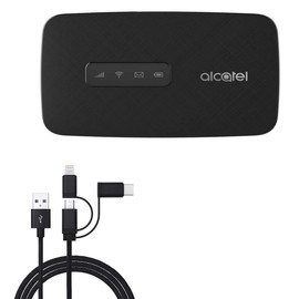 BoxWave Cable Compatible with Alcatel LINKZONE Mobile Hotspot - AllCharge 3-in-1 Cable for Alcatel LINKZONE Mobile Hotspot - Jet Black