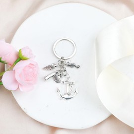 OBEISN Elegant Stainless Steel Keyring with Creative Sea Animal Design, Lighthouse, Shell, Seahorse and Anchor, Gift for Women, Girlfriends and as a Birthday Gift, Gifts, silver