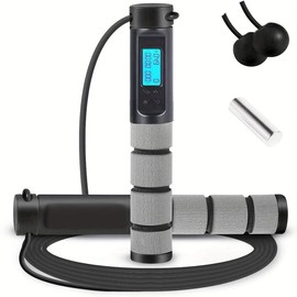 Adjustable Speed Skipping Rope, with Digital Display and Calorie Counter - Weighted Handle, Durable ABS Material, Includes Foam-Covered Skipping Rope and Headphones, Perfect for Men and Women's Fitness Training, Indoor Fitness Equipment | Modern Jump Rop