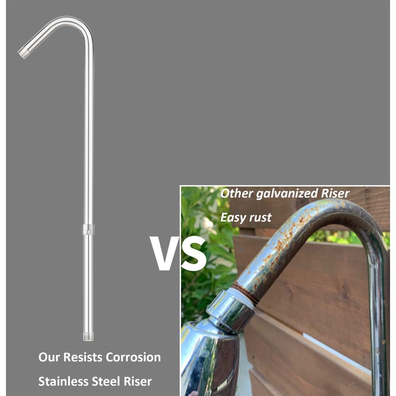 Artiwell Outdoor Shower Fixture System,with Rustproof Riser and Riser Extension,