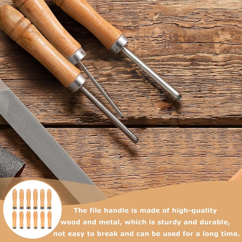 Pack of 12 File Handles, Wooden Handle, File Handle, Wood