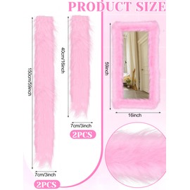 Geelin Full Length Mirror Cover 59 x 16 Inch Universal Ultra Soft Non Slip Design Fluffy Length Standing Mirrors Cover Decoration for Bedroom Cloakroom Women Gifts(Pink)