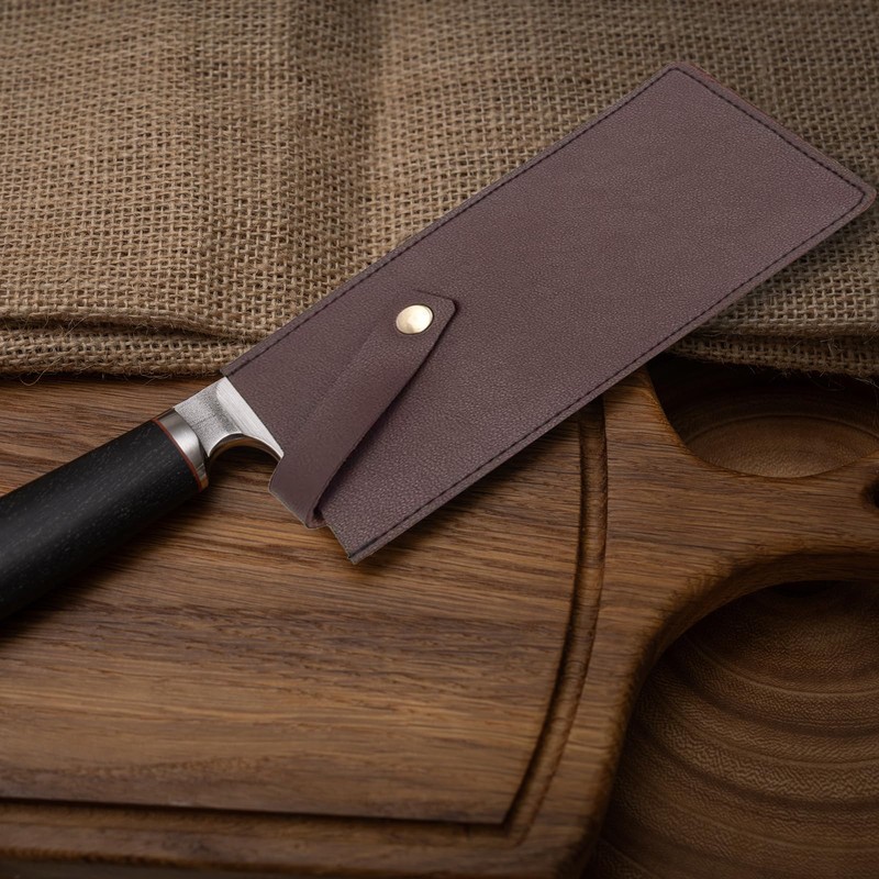 AJFHKJ Durable PU Leather Meat Cleaver Sheath, Heavy Duty Chef