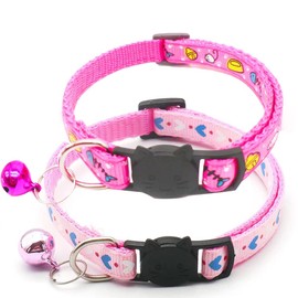 Breakaway Cat Collar with Bell, Kitten Necklace,Kitty Collar for Cat Puppy 7 1/2-12 1/2 in for Girl Boy Female Male Cats (Rose red + Pink)