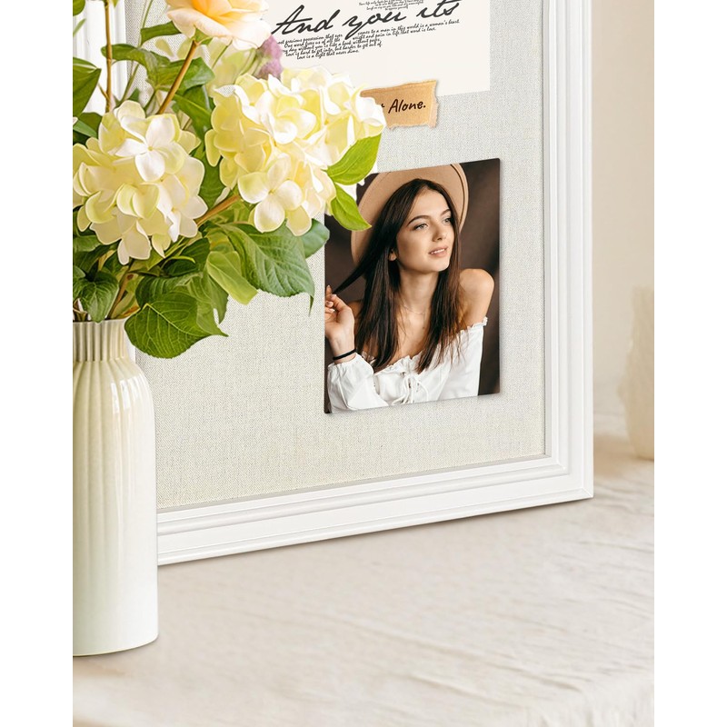 Bulletin Board with Linen, 13x17 inches Pin Board with White