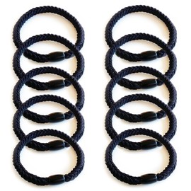 Aollaa Hair Rubber Hair Rubber Black [3D Six Braid Rope-Style 10 Pieces] Korean Style Men's Women's Fashionable Adult Hair Rubber Black Hair Accessory Simple Hair Accessories Easy to Match Hair