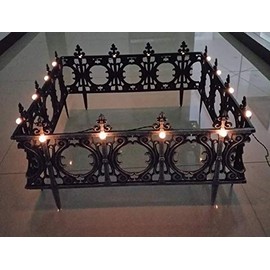 Decorative 4 Piece Solar Wrought Iron Metal Look Garden Border Fence