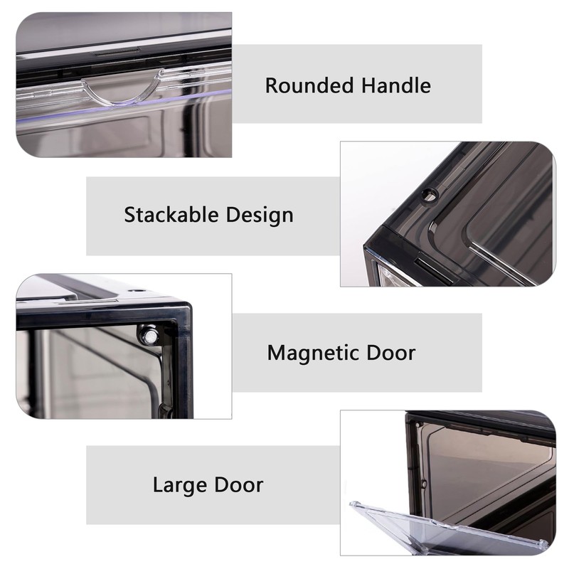 Attelite 8 Pack Shoe Boxes Clear Plastic Stackable, Upgrade Large