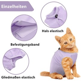 Voarge Recovery Suit Cat, Cat Bodysuit After Surgery, Anti-Leaking, Prevent Licking After Surgery, Weaning and Keep Warm Recovery Cloth Suit for Cats Dogs (M, Purple)