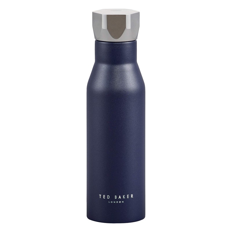 Ted Baker TED586 Navy Water Bottle, 18/8 Stainless Steel, 425