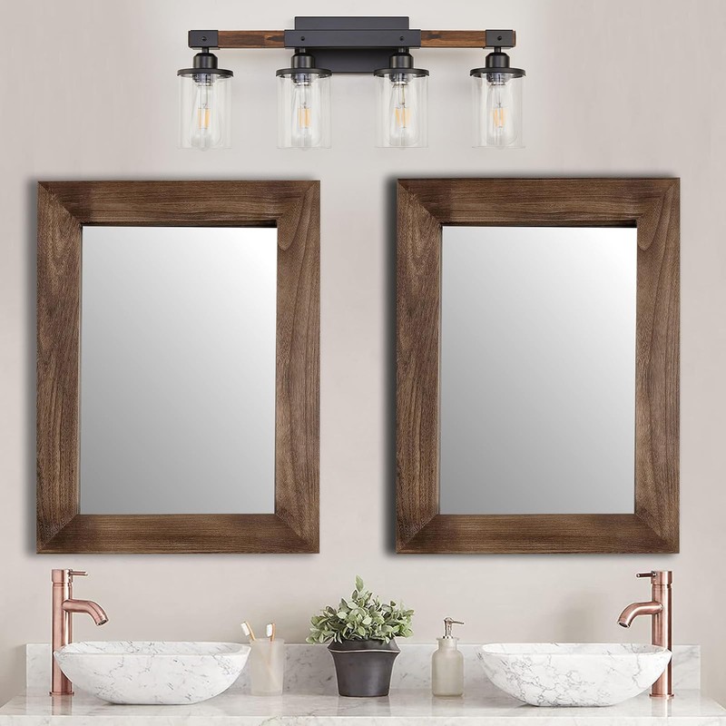 Feohak 4-Light Bathroom Vanity Light, Farmhouse Bathroom Fixtures Over Mirror,