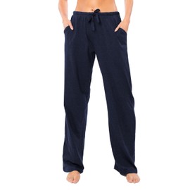 Sexy Basics Women's 3 Pack Soft Flex-Cotton Knit Pajama Pants/Lounge Pants/Sleep Pants (3 Pack- Navy/Denim Blue/Charcoal, Large)