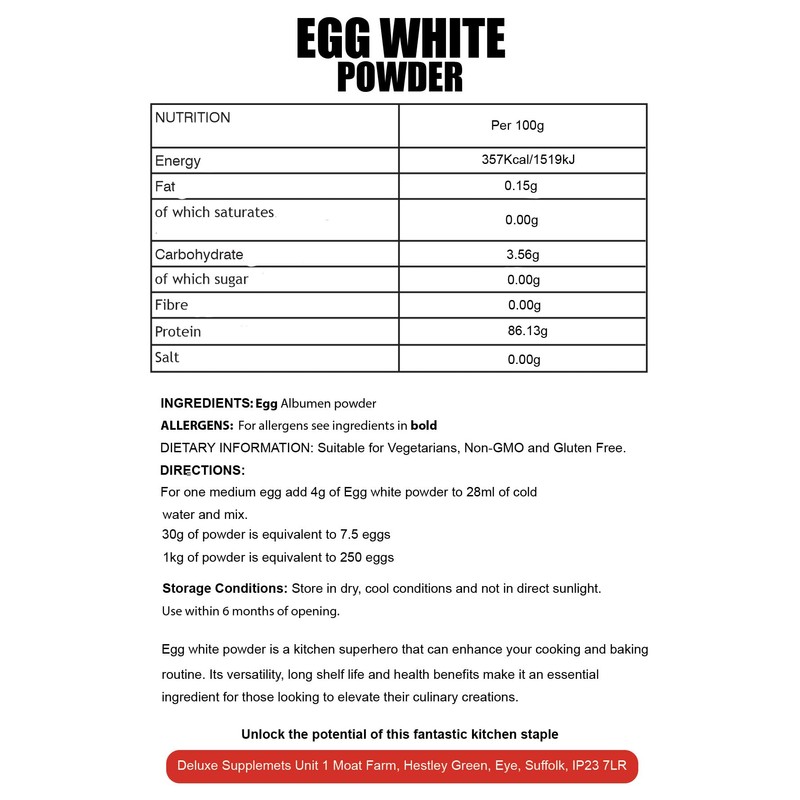 250g Egg White Powder Cooking Baking Eggs Albumen Protein Powdered