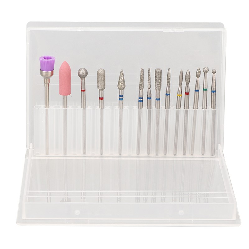 20 Holes 14pcs Nail Grinding Head Holder Manicure Pedicure Bits