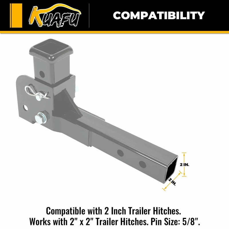 KUAFU 2" Folding Hitch Adapter Compatible with 2 Inch Trailer