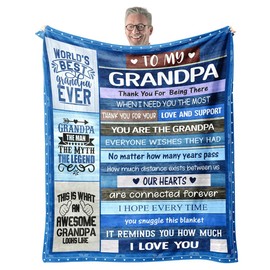 EliteOne Grandpa Blanket Gifts for Fathers Day for Grandpa Gift from Granddaughter Grandpa Gift from Grandson - to My Grandpa Love Support Blanket - Birthday for Grandpa 50''x60''