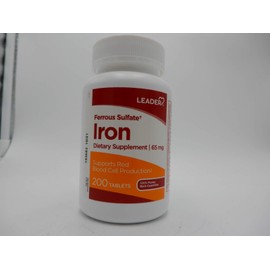 LEADER Ferrous Sulfate 65mg Tablets 200 ct