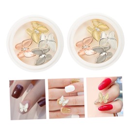 SAFIGLE 2 Boxes Butterfly Zircon Nail Art Studs Shiny Opal Nail Charms for DIY Manicure for Birthday and Special Occasions